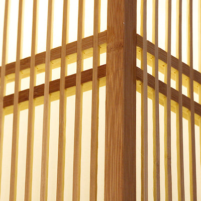 Traditional Japanese Rectangular Hand-Woven Nan Bamboo 1-Light Pendant Light For Living Room