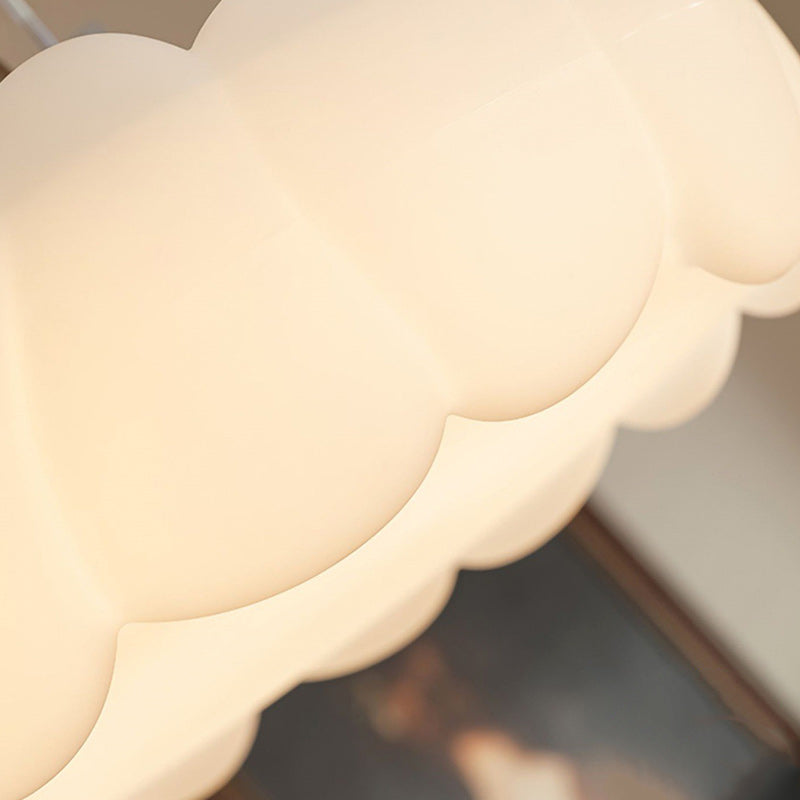 Moderne Mid-Century runde Blütenblattform Eisenrahmen Acrylschirm LED Semi-Flush-Mount-Deckenleuchte für das Wohnzimmer 