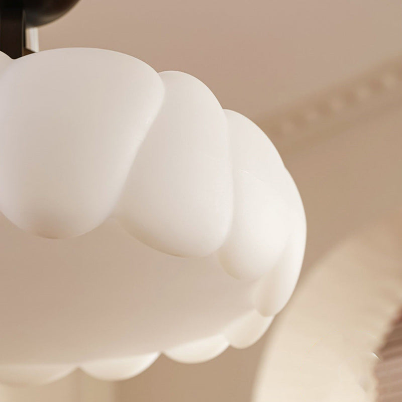 Moderne Mid-Century runde Blütenblattform Eisenrahmen Acrylschirm LED Semi-Flush-Mount-Deckenleuchte für das Wohnzimmer 