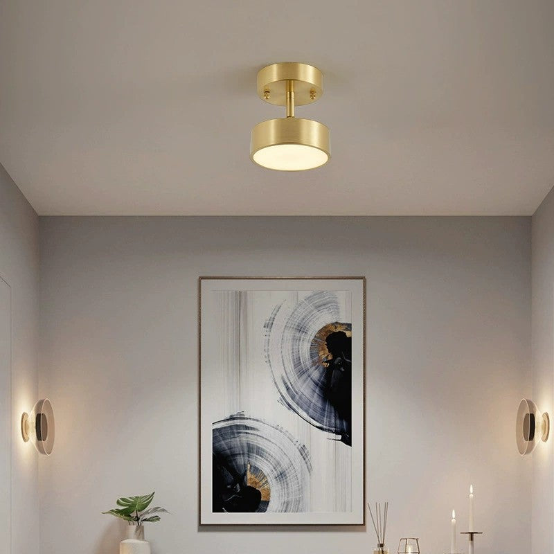 Moderne Luxus einstellbarer Winkel runde Kupfer Acryl LED Deckenleuchte für das Wohnzimmer 