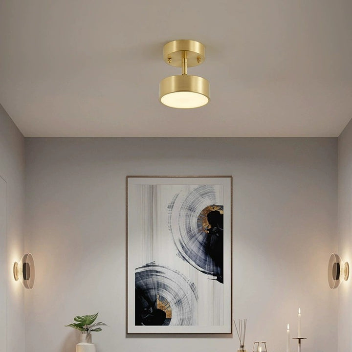 Moderne Luxus einstellbarer Winkel runde Kupfer Acryl LED Deckenleuchte für das Wohnzimmer 