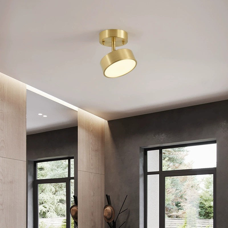 Moderne Luxus einstellbarer Winkel runde Kupfer Acryl LED Deckenleuchte für das Wohnzimmer 