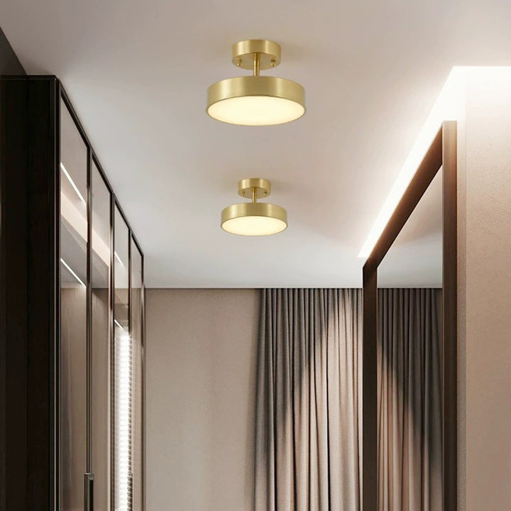 Moderne Luxus einstellbarer Winkel runde Kupfer Acryl LED Deckenleuchte für das Wohnzimmer 