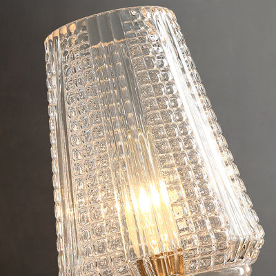 Zeitgenössische nordische Zylinderbecherform Vollmessingrahmen Glasschirm 1-Licht Wandleuchte für Wohnzimmer 