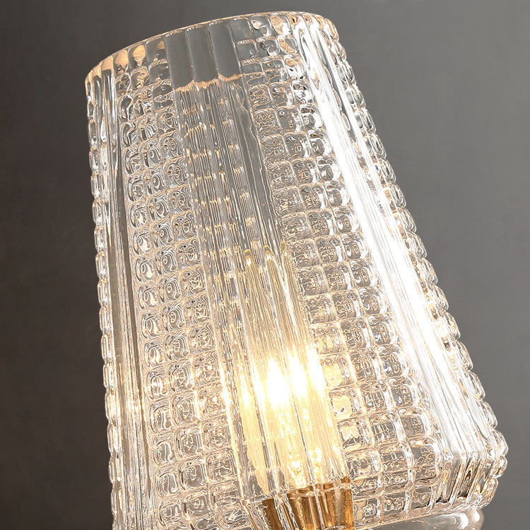 Zeitgenössische nordische Zylinderbecherform Vollmessingrahmen Glasschirm 1-Licht Wandleuchte für Wohnzimmer 