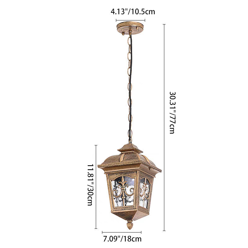Modern Art Deco Waterproof Hexagonal Rectangular Aluminum Glass 1-Light Pendant Light For Outdoor Patio