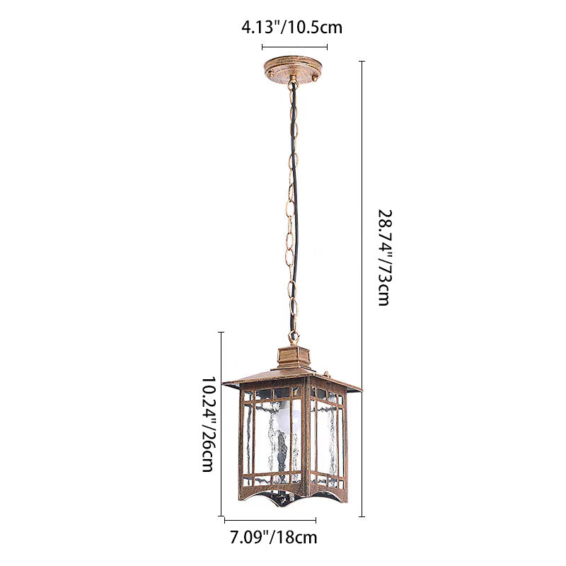 Modern Art Deco Waterproof Hexagonal Rectangular Aluminum Glass 1-Light Pendant Light For Outdoor Patio