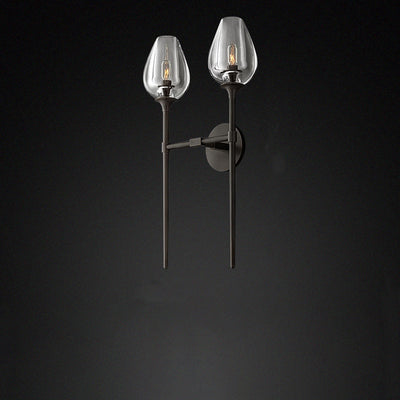 Contemporary Nordic Round Cylinder Cup Shape Copper Frame Crystal Shade 1/2 Light Wall Sconce Lamp For Bedroom