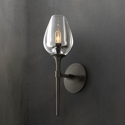 Contemporary Nordic Round Cylinder Cup Shape Copper Frame Crystal Shade 1/2 Light Wall Sconce Lamp For Bedroom