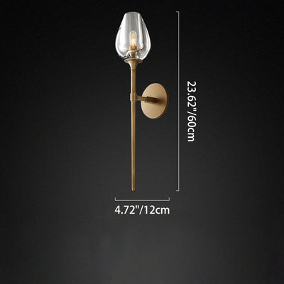 Contemporary Nordic Round Cylinder Cup Shape Copper Frame Crystal Shade 1/2 Light Wall Sconce Lamp For Bedroom