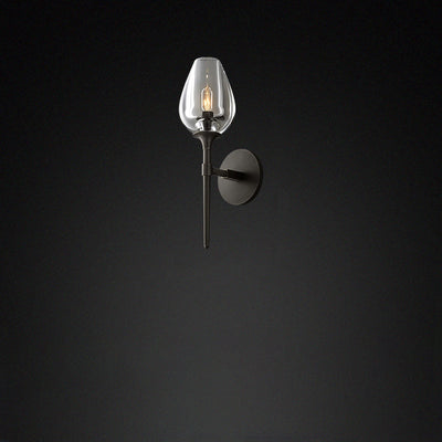 Contemporary Nordic Round Cylinder Cup Shape Copper Frame Crystal Shade 1/2 Light Wall Sconce Lamp For Bedroom