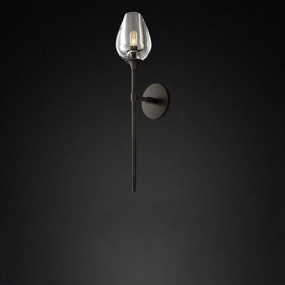 Contemporary Nordic Round Cylinder Cup Shape Copper Frame Crystal Shade 1/2 Light Wall Sconce Lamp For Bedroom
