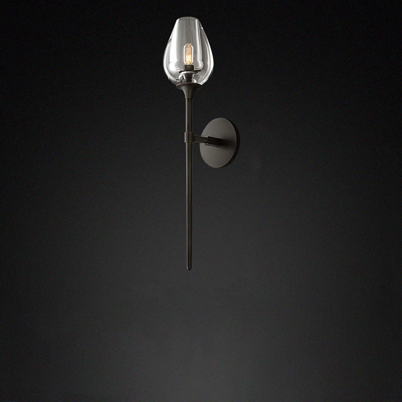 Contemporary Nordic Round Cylinder Cup Shape Copper Frame Crystal Shade 1/2 Light Wall Sconce Lamp For Bedroom