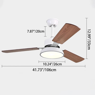 Moderner minimalistischer runder Deckenventilator aus massivem Holz mit Eisen-Acryl-Schirm und LED-Stangen für das Wohnzimmer 