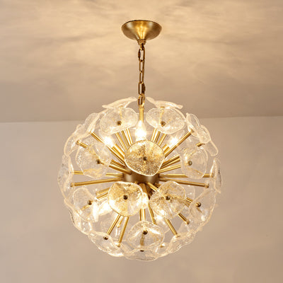 Contemporary Luxury Round Flower Globe Iron Frame Glass Shade 8/10/16 Light Pendant Light For Living Room