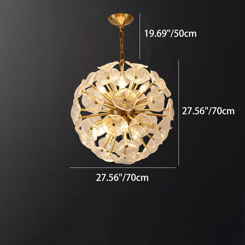 Contemporary Luxury Round Flower Globe Iron Frame Glass Shade 8/10/16 Light Pendant Light For Living Room