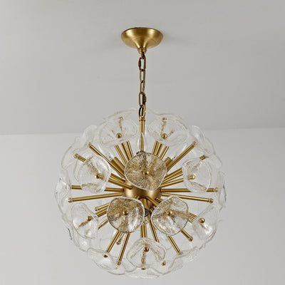 Contemporary Luxury Round Flower Globe Iron Frame Glass Shade 8/10/16 Light Pendant Light For Living Room