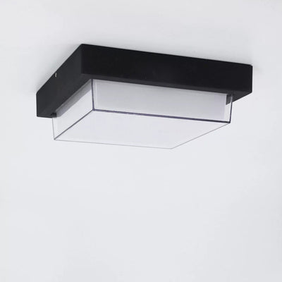 Modern Minimalist Outdoor Waterproof Square Aluminum Frame PC Shade LED Flush Mount Ceiling Light For Outdoor Patio