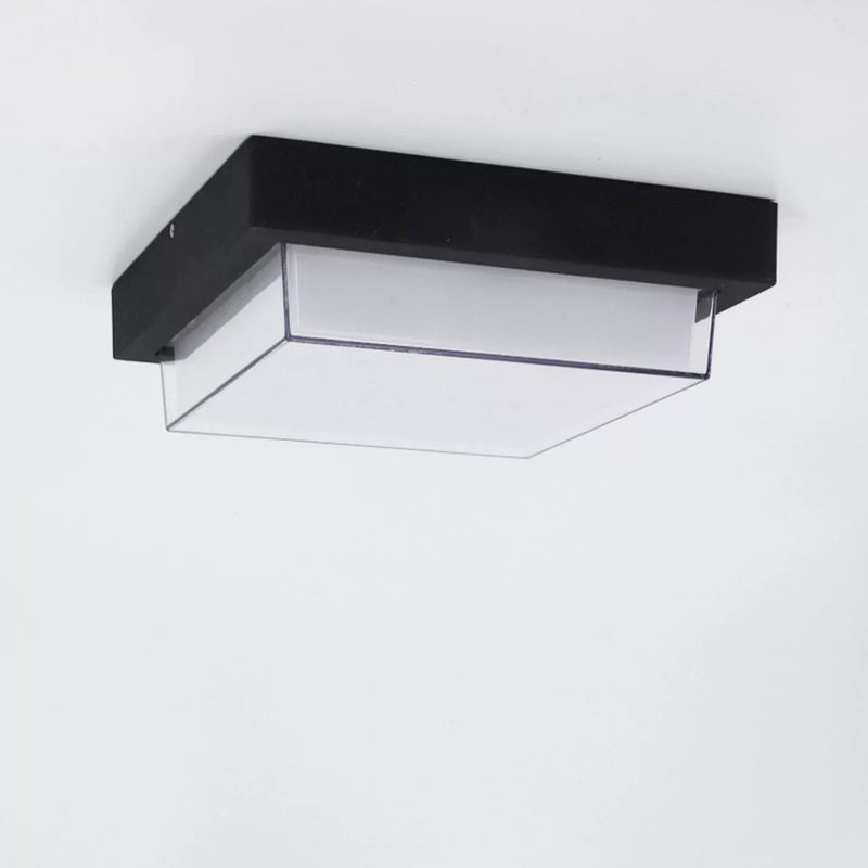 Modern Minimalist Outdoor Waterproof Square Aluminum Frame PC Shade LED Flush Mount Ceiling Light For Outdoor Patio