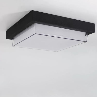 Modern Minimalist Outdoor Waterproof Square Aluminum Frame PC Shade LED Flush Mount Ceiling Light For Outdoor Patio