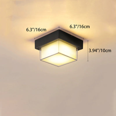 Modern Minimalist Outdoor Waterproof Square Aluminum Frame PC Shade LED Flush Mount Ceiling Light For Outdoor Patio