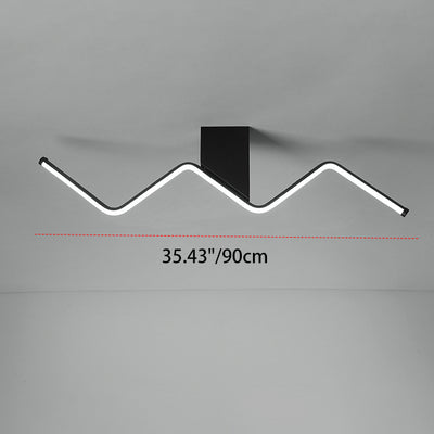 Modern Minimalist Straight Line Aluminum Iron Silicone LED Flush Mount Ceiling Light For Living Room