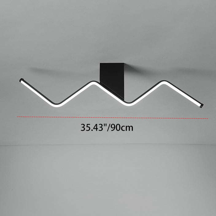 Modern Minimalist Straight Line Aluminum Iron Silicone LED Flush Mount Ceiling Light For Living Room