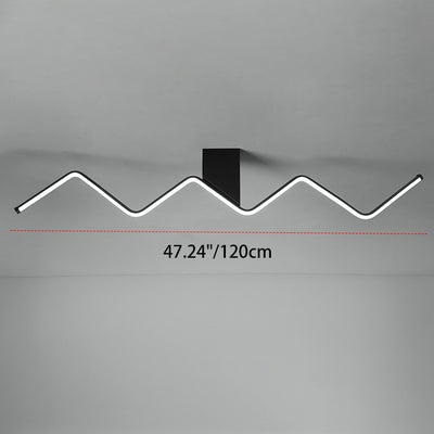 Modern Minimalist Straight Line Aluminum Iron Silicone LED Flush Mount Ceiling Light For Living Room
