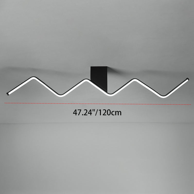Modern Minimalist Straight Line Aluminum Iron Silicone LED Flush Mount Ceiling Light For Living Room