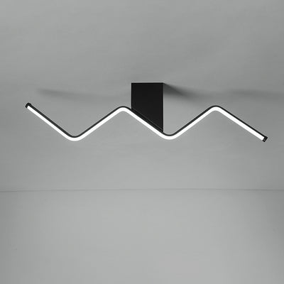 Modern Minimalist Straight Line Aluminum Iron Silicone LED Flush Mount Ceiling Light For Living Room