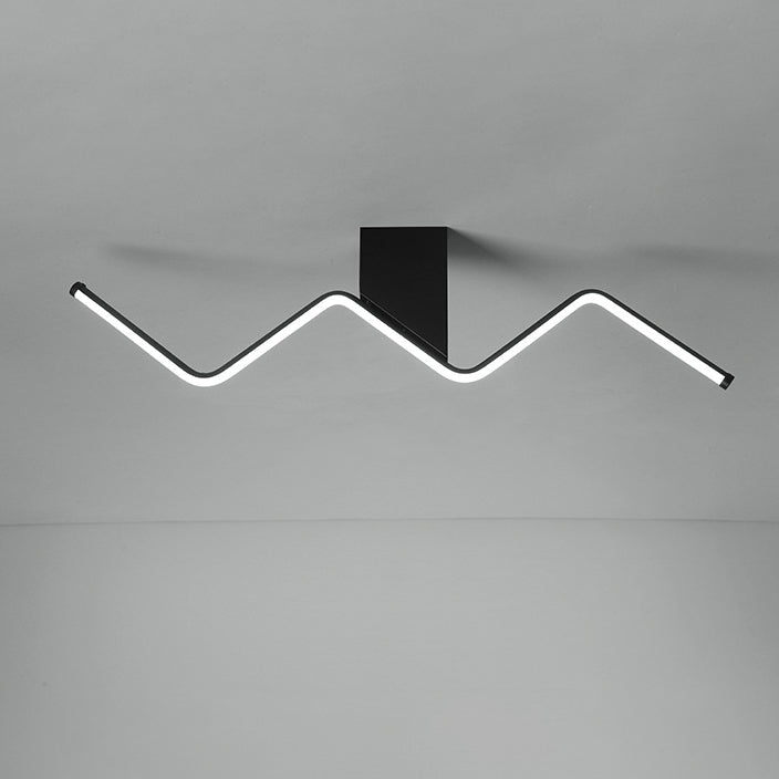 Modern Minimalist Straight Line Aluminum Iron Silicone LED Flush Mount Ceiling Light For Living Room