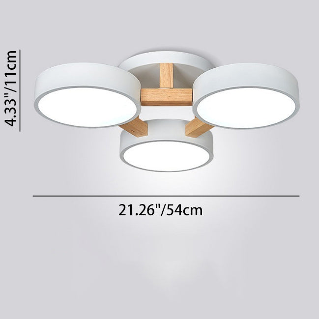 Luz de techo LED semi-empotrada moderna minimalista redonda de hierro, madera y acrílico para sala de estar 