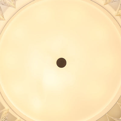 Contemporary Nordic Round Lace Iron Frame PVC Shade LED Flush Mount Ceiling Light For Bedroom