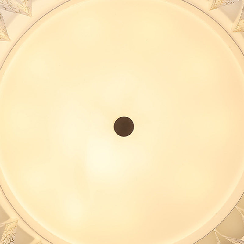 Contemporary Nordic Round Lace Iron Frame PVC Shade LED Flush Mount Ceiling Light For Bedroom