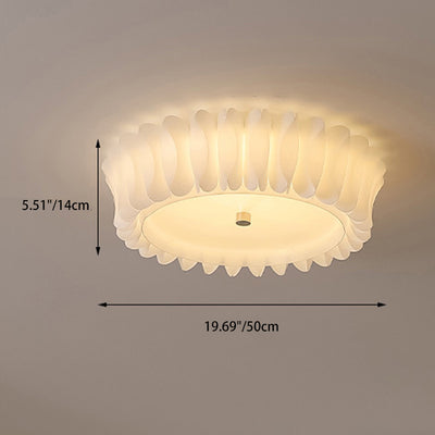 Contemporary Nordic Round Lace Iron Frame PVC Shade LED Flush Mount Ceiling Light For Bedroom