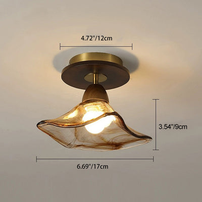 Moderne Mid-Century runde quadratische Spitzen-Gummi-Holz-Eisen-Glas 1-Licht-Halbeinbau-Deckenleuchte für das Wohnzimmer 