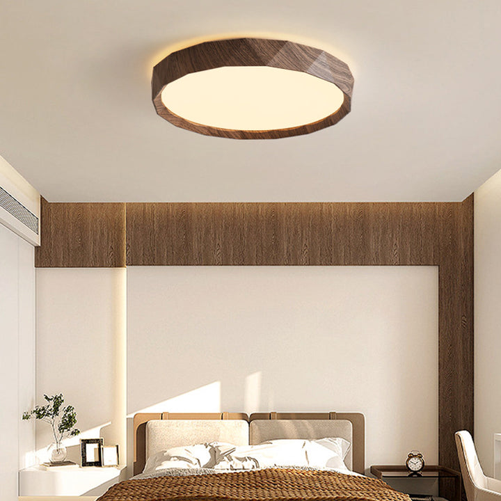Plafonnier LED rond contemporain rétro avec bordure en diamant en fer et acrylique pour chambre 