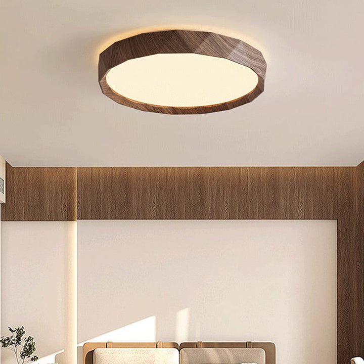 Plafonnier LED rond contemporain rétro avec bordure en diamant en fer et acrylique pour chambre 