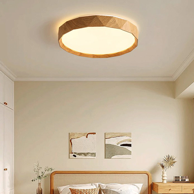 Contemporary Retro Round Diamond Border Iron Acrylic LED Flush Mount Ceiling Light For Bedroom