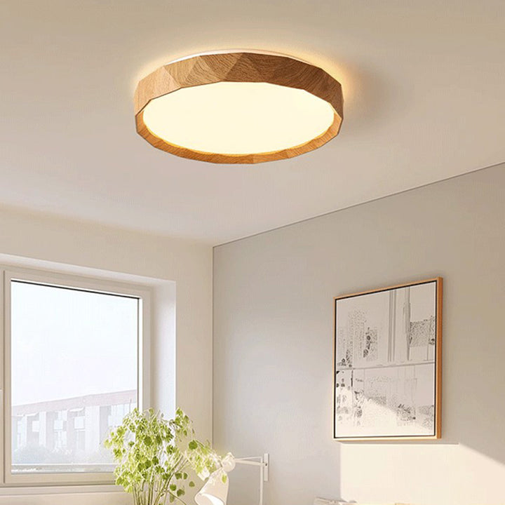 Plafonnier LED rond contemporain rétro avec bordure en diamant en fer et acrylique pour chambre 
