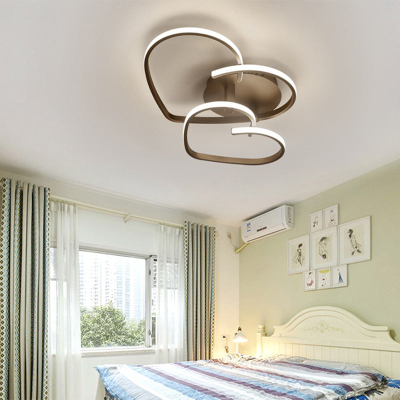 Modern Minimalist Line Love Iron Acrylic LED Semi-Flush Mount Ceiling Light For Living Room
