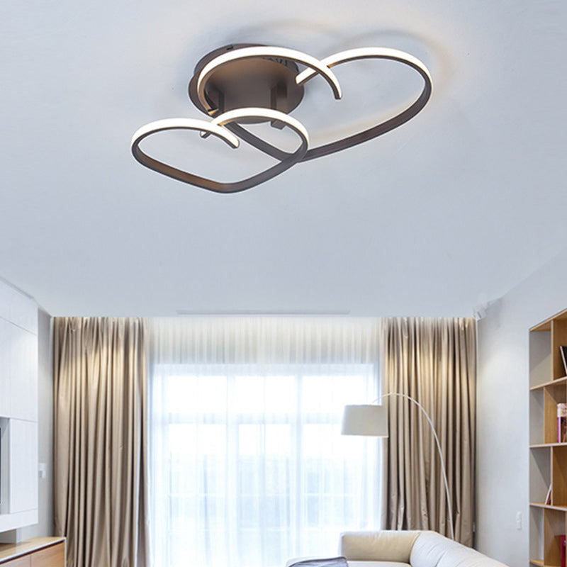 Modern Minimalist Line Love Iron Acrylic LED Semi-Flush Mount Ceiling Light For Living Room