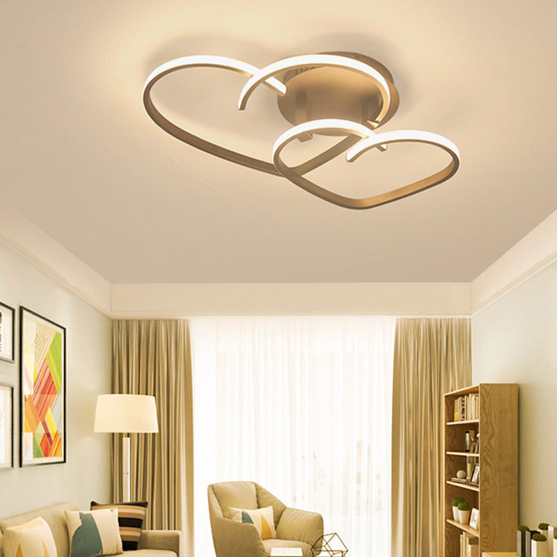 Modern Minimalist Line Love Iron Acrylic LED Semi-Flush Mount Ceiling Light For Living Room