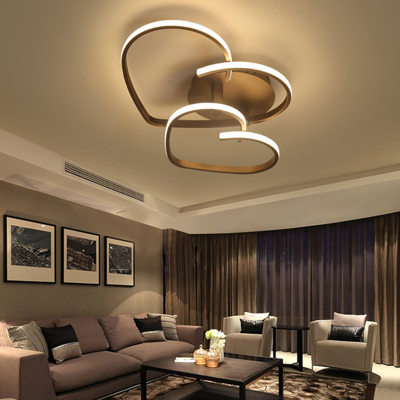 Modern Minimalist Line Love Iron Acrylic LED Semi-Flush Mount Ceiling Light For Living Room