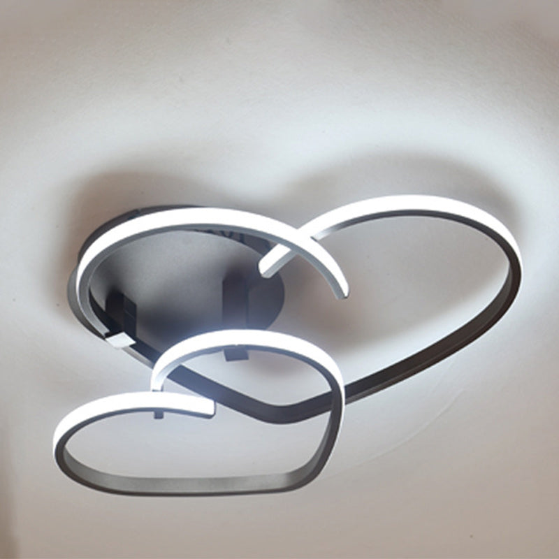Modern Minimalist Line Love Iron Acrylic LED Semi-Flush Mount Ceiling Light For Living Room