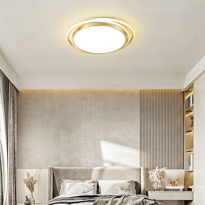 Modern Luxury Round Aluminum Iron Acrylic Shade LED Flush Mount Ceiling Light For Living Room