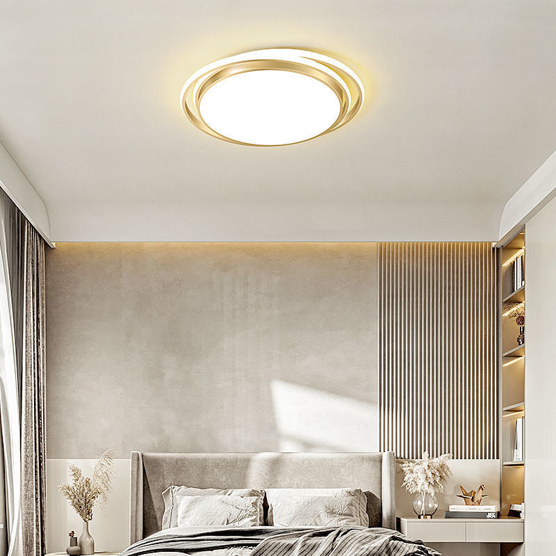 Modern Luxury Round Aluminum Iron Acrylic Shade LED Flush Mount Ceiling Light For Living Room