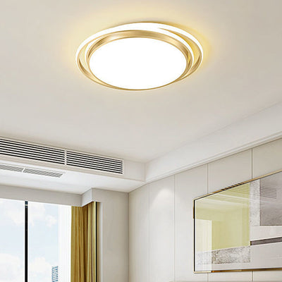 Modern Luxury Round Aluminum Iron Acrylic Shade LED Flush Mount Ceiling Light For Living Room