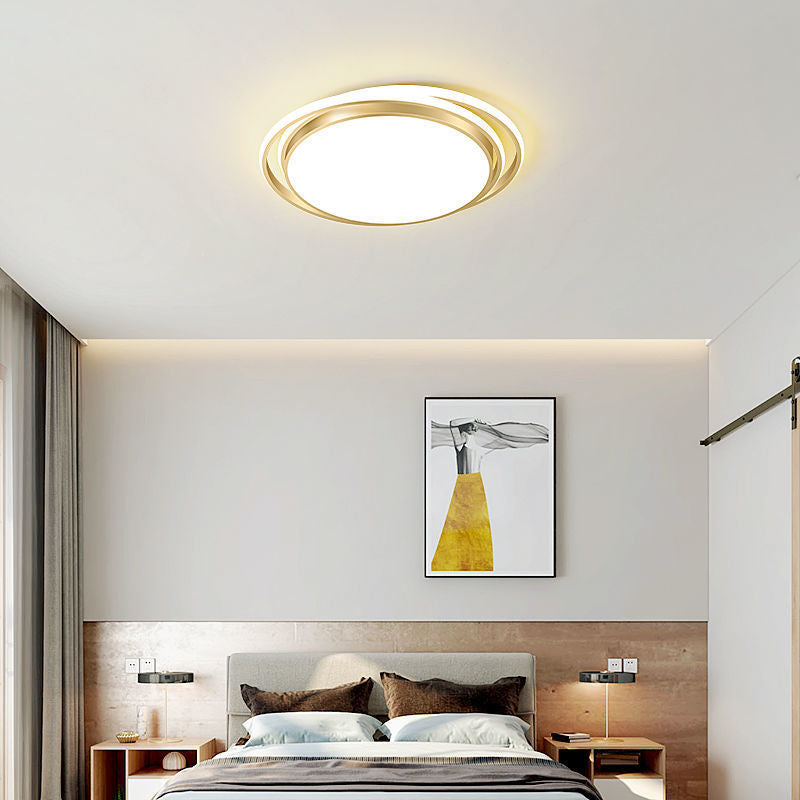 Modern Luxury Round Aluminum Iron Acrylic Shade LED Flush Mount Ceiling Light For Living Room