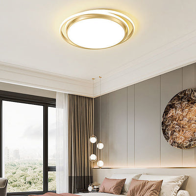 Modern Luxury Round Aluminum Iron Acrylic Shade LED Flush Mount Ceiling Light For Living Room